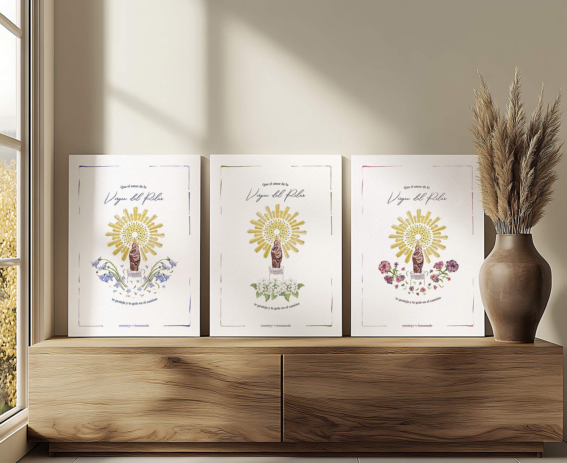 lámina virgen del pilar flor de jazmín